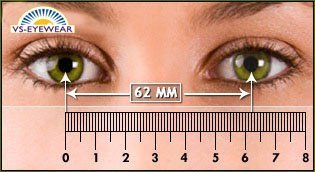 VS Eyewear pupil distance ruler